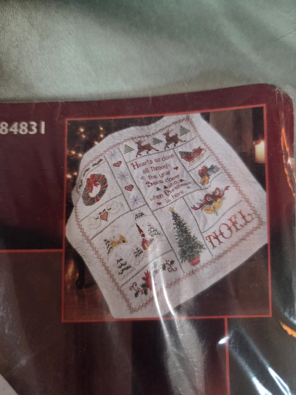 Bucilla White Christmas Sampler Stamped Quilt Kit with Red and Green Accents
